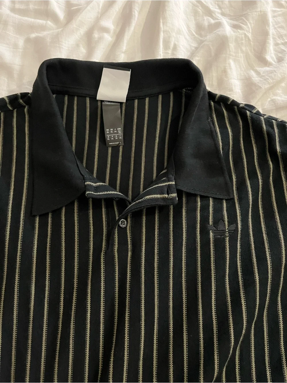 adidas Black Polo with Thin Vertical Stripes